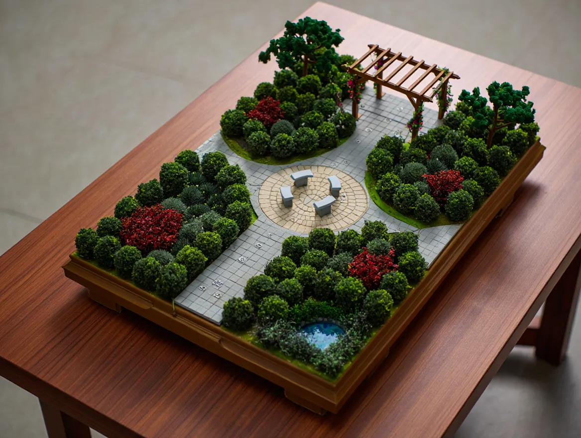 Vårt designteam arbetar med en landskapsmodell