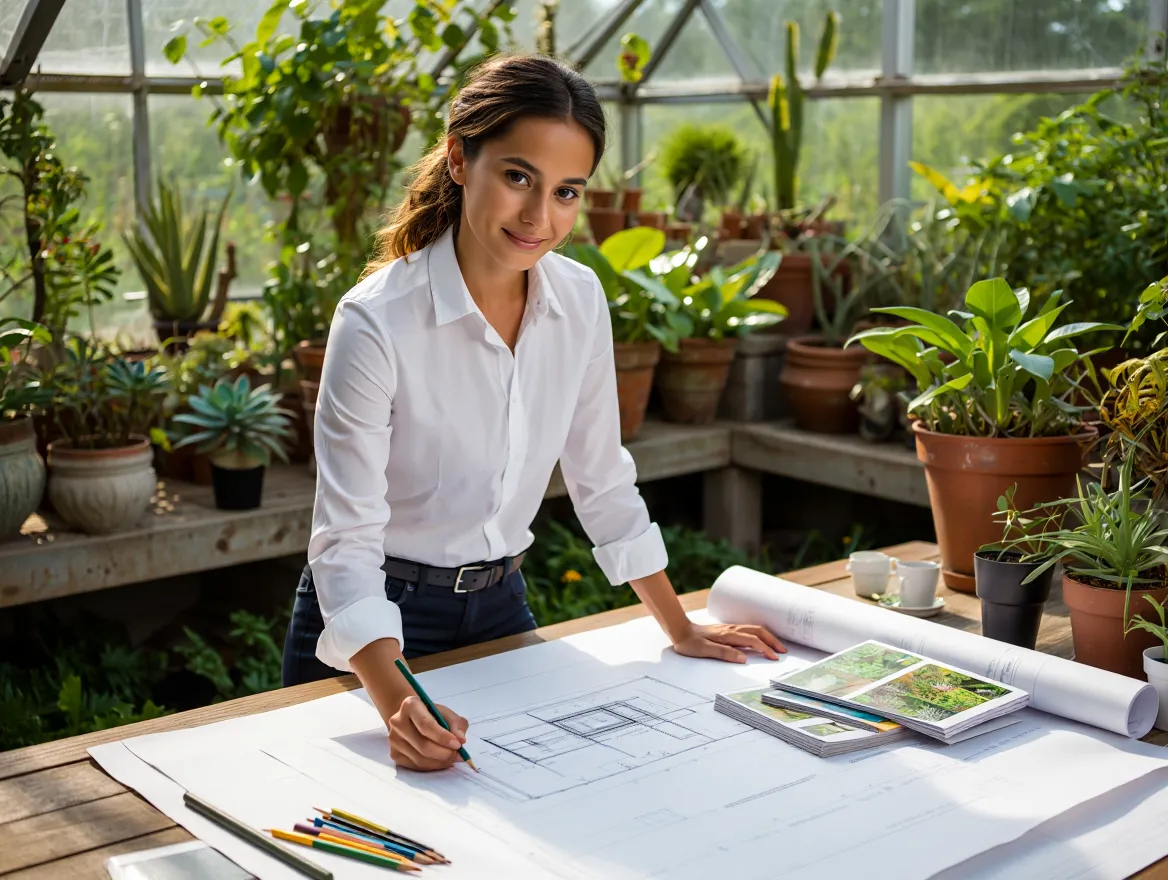 Designer som arbetar med planteringar och växtval